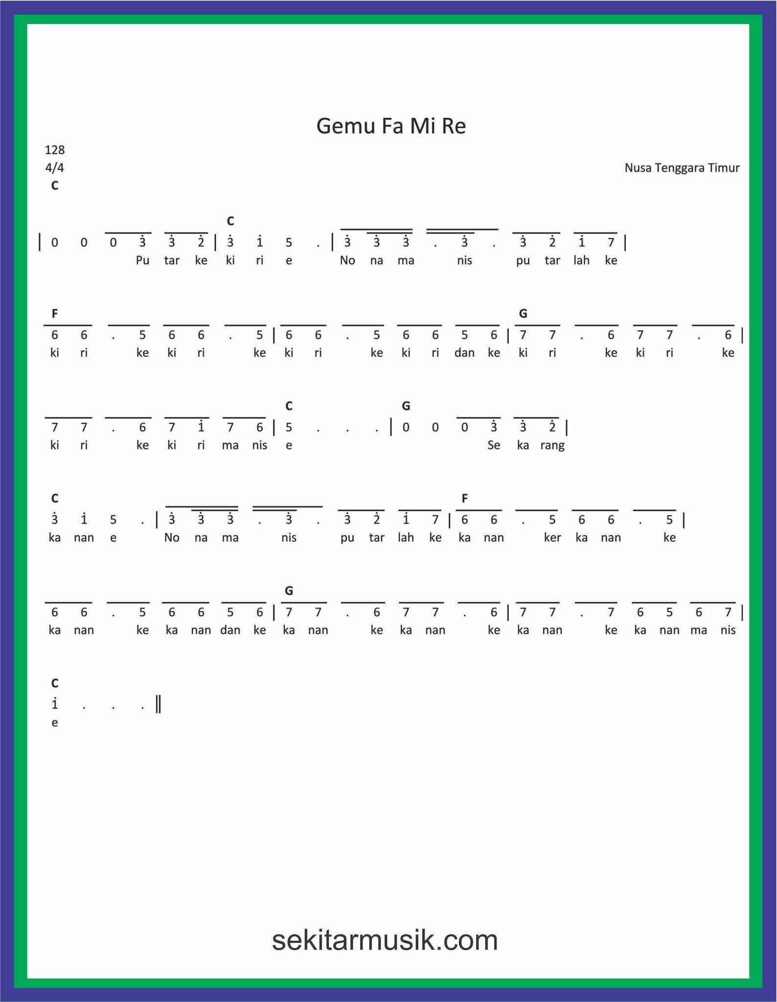 Not Angka Lagu Gemu Fa Mi Re / Gemu Famire - SEKITAR MUSIK