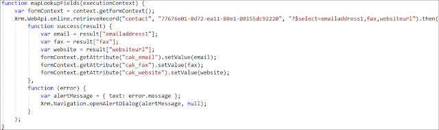 Map lookup fields in javascript