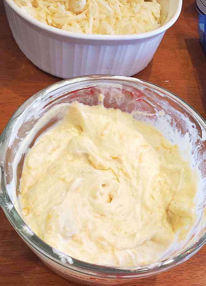 this is sour cream, soup and butter mixture for hash brown casserole