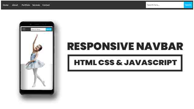 Responsive Navbar with Search Box using HTML CSS & Javascript