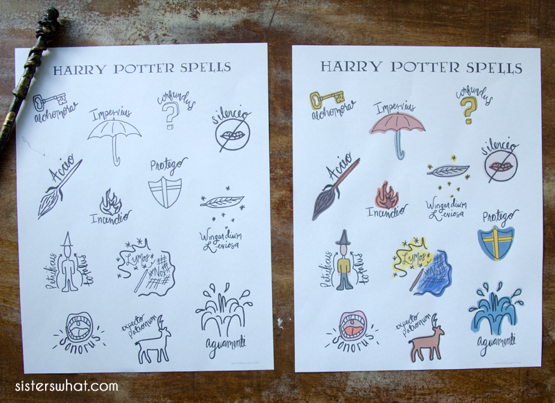 Printable Harry Potter Spells and Charms Matching Game - Hey