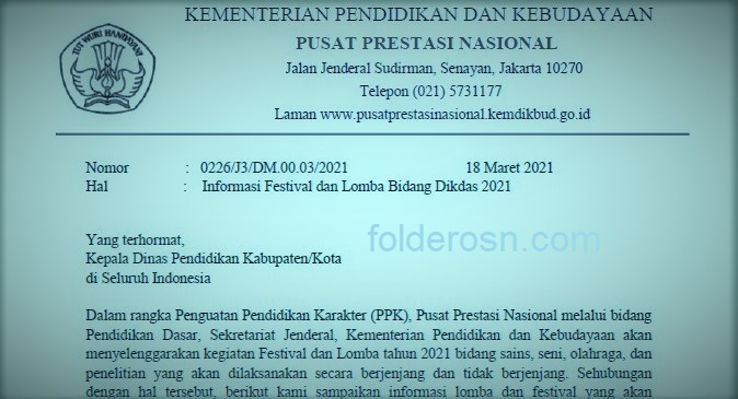 Informasi Ksn Fls2n Kosn Gsi Lpsn Sd Dan Smp Tahun 2021 Folder Ksn