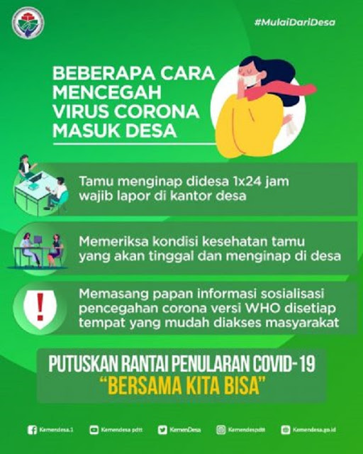 Surat Edaran Menteri Desa, PDTT Nomor 8 Tahun 2020 tentang Desa Tanggap COVID-19 dan Penegasan Padat Karya Tunai Desa.