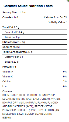 Starbucks Caramel Sauce Nutrition Facts - Nutrition Ftempo