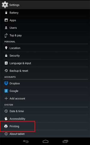 cara print dari tablet ke printer