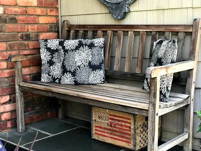 Teak Bench with pillows