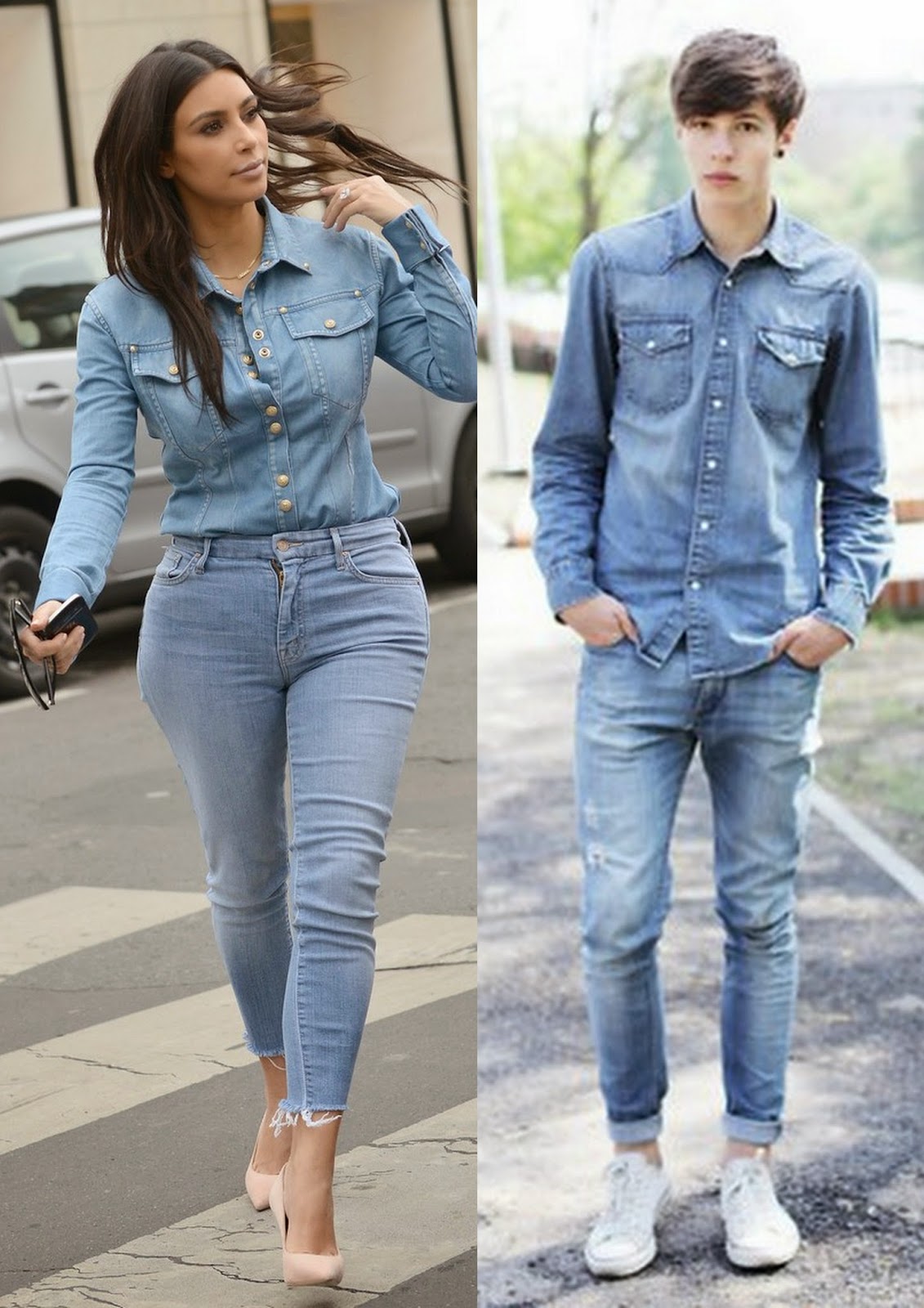 Apressada de sainha Combo jeans com jeans