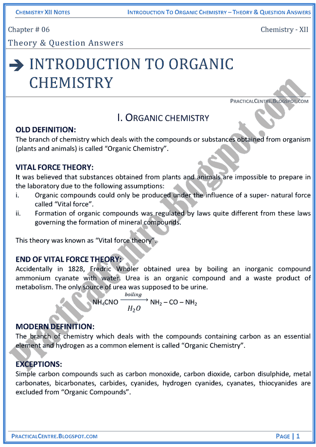 introduction-to-organic-chemistry-theory-and-question-answers-chemistry-12th
