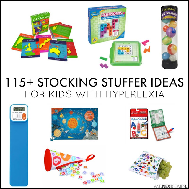 Christmas stocking stuffer ideas for kids with hyperlexia - alphabet, numbers, geography, space, & periodic table gift ideas from And Next Comes L
