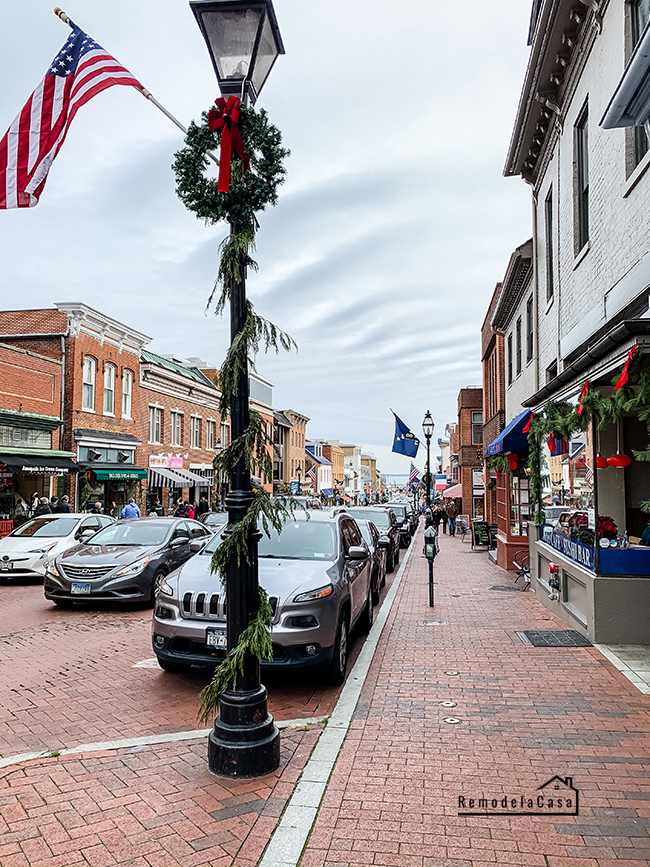 Main street decorated for Christmas