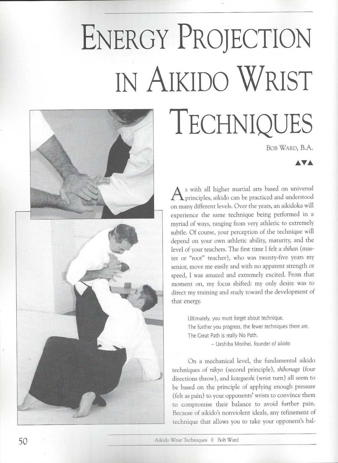 Isshin Concentration the Art Energy Pojection in Aikido Wrist Techniques