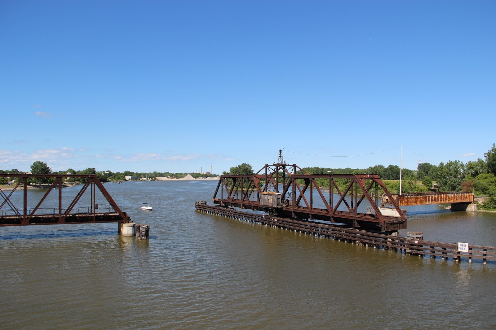 Industrial History Three Swing Bridges over Saginaw River in Bay City, MI