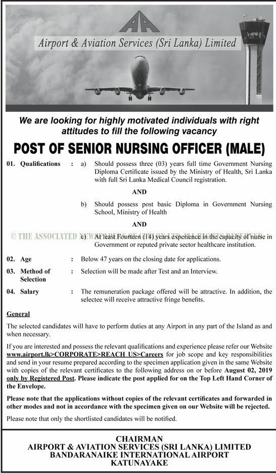 Airport & Aviation Services (Sri Lanka) Limited Careers at Airport & Aviation Services (Sri Lanka) Limited