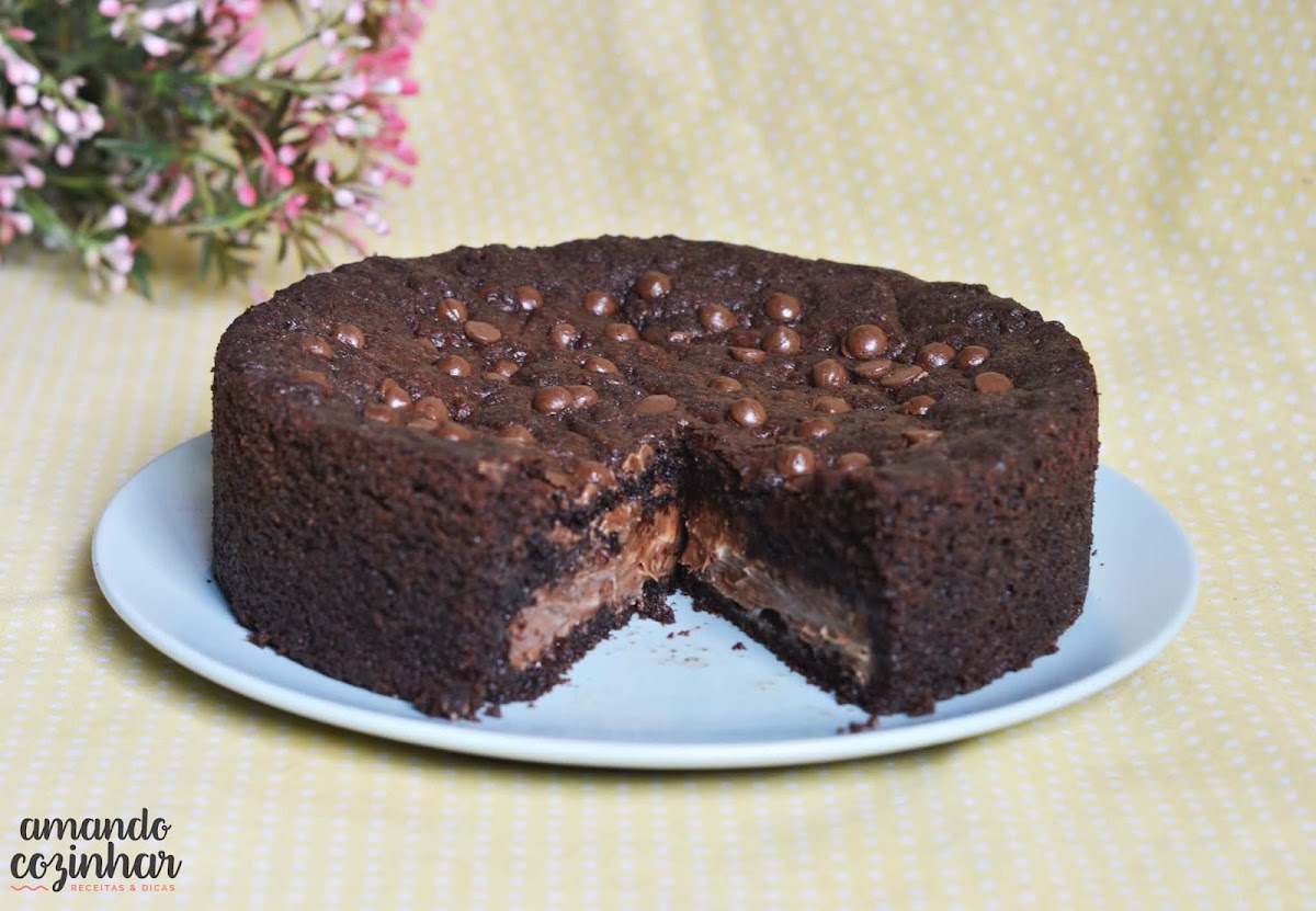 Torta cookie de chocolate com creme de avelã duo