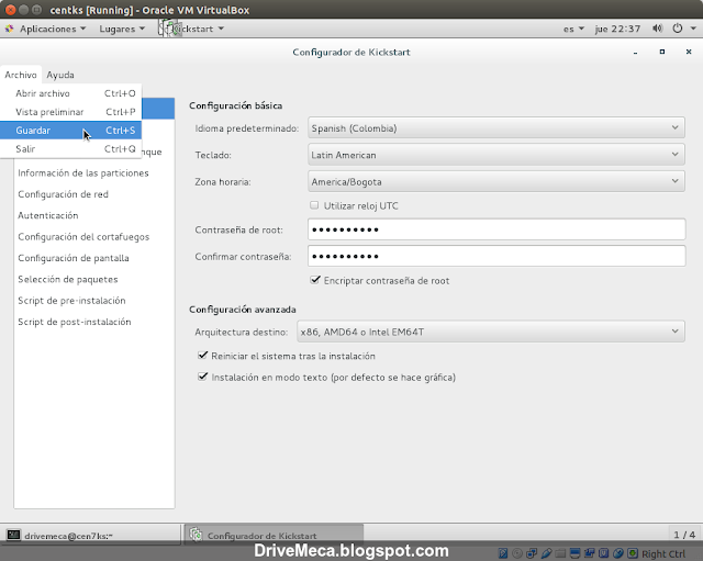 DriveMeca instalando Linux Centos con kickstart de forma automática