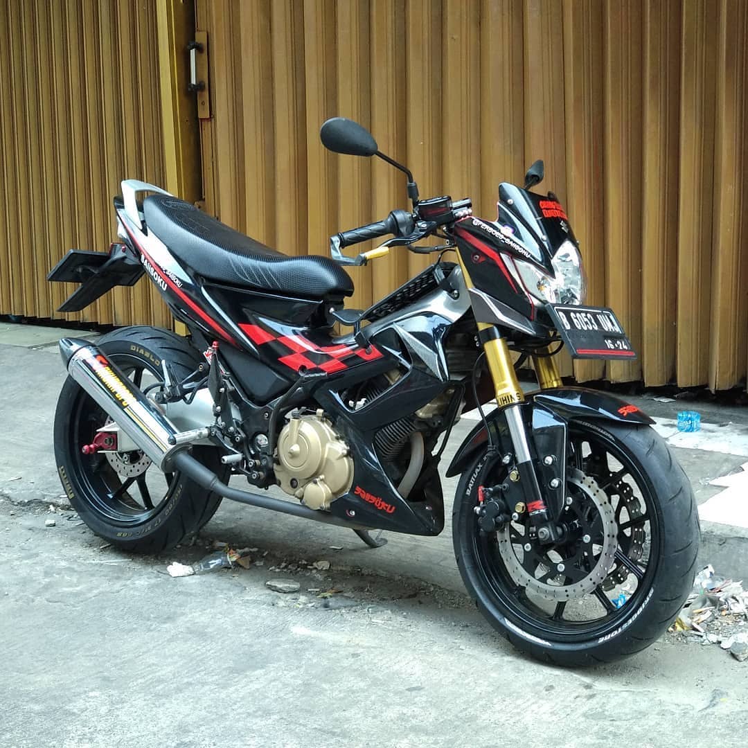 Modifikasi Satria Fu Warna Hitam Polos, Original, Doff