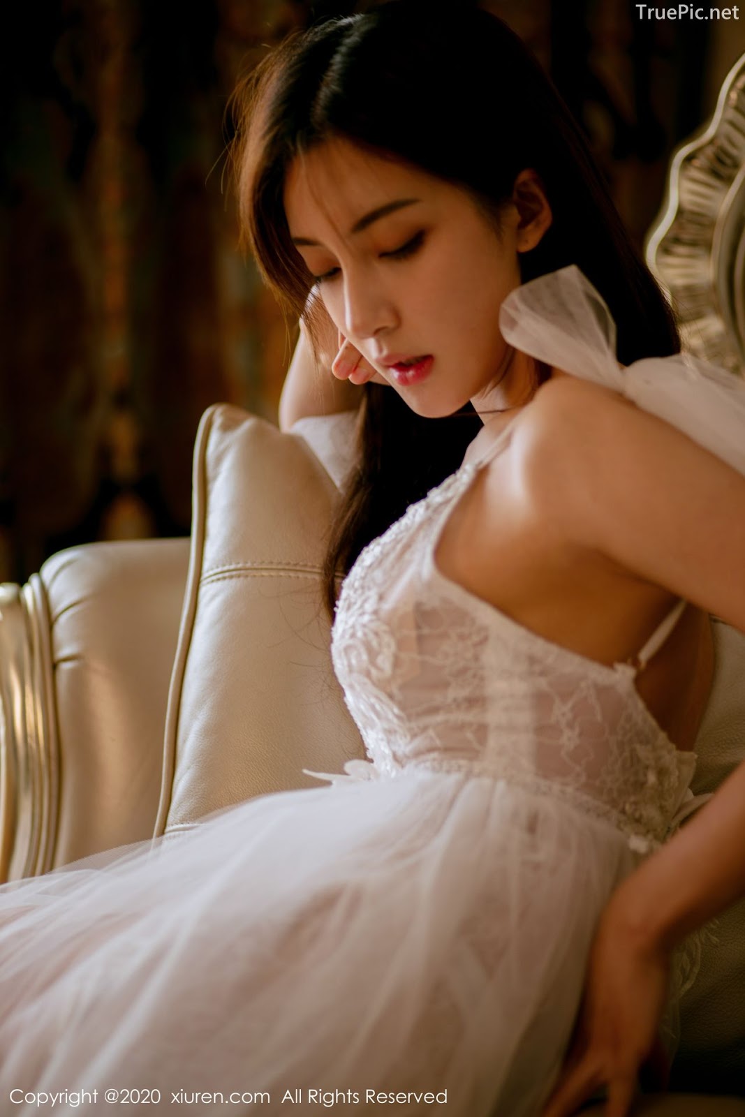 XIUREN No.1914 - Chinese model 林文文Yooki so Sexy with Transparent White Lace Dress - Picture 36