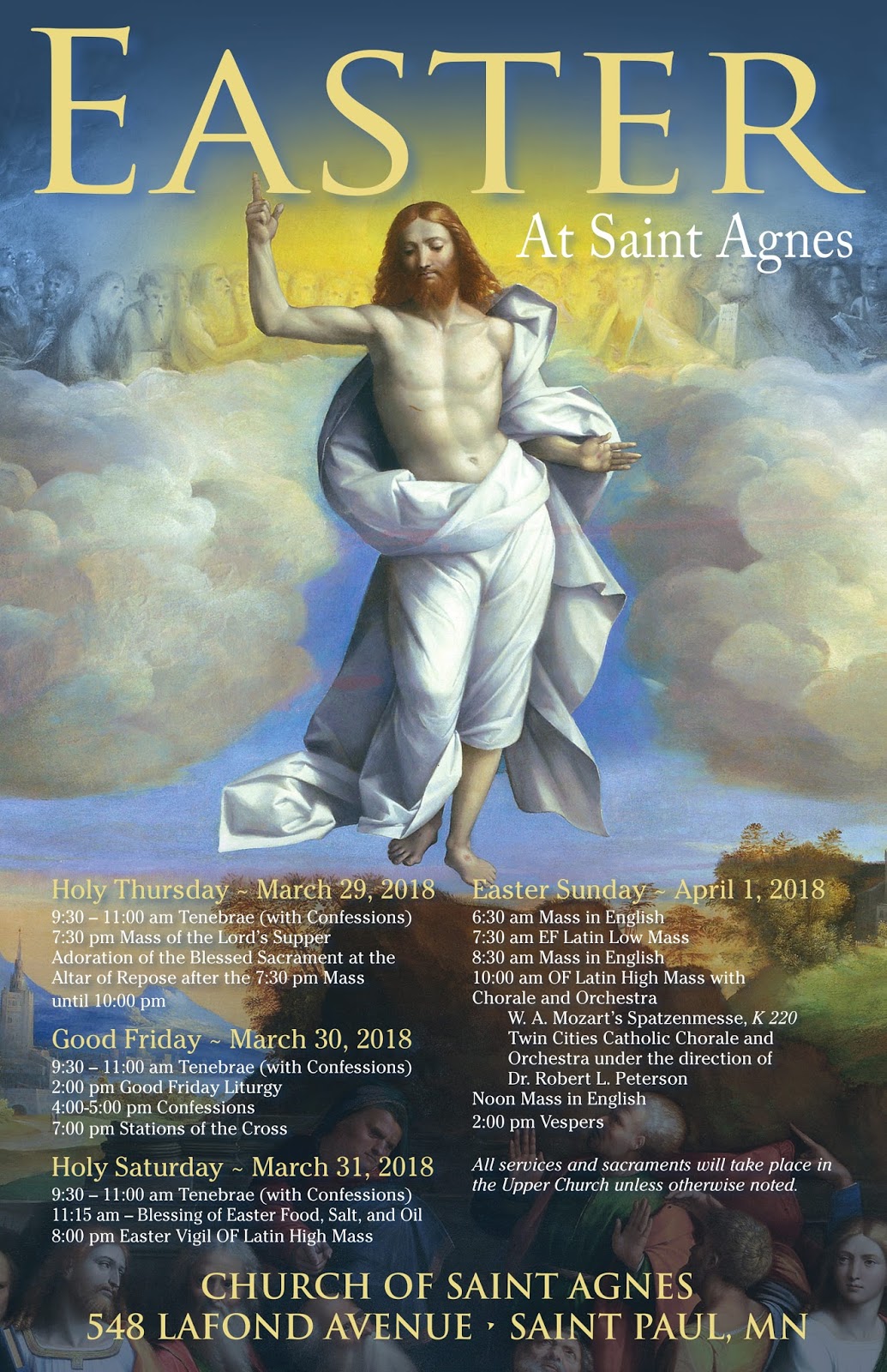 New Liturgical Movement Triduum and Easter Schedule at St Agnes in St