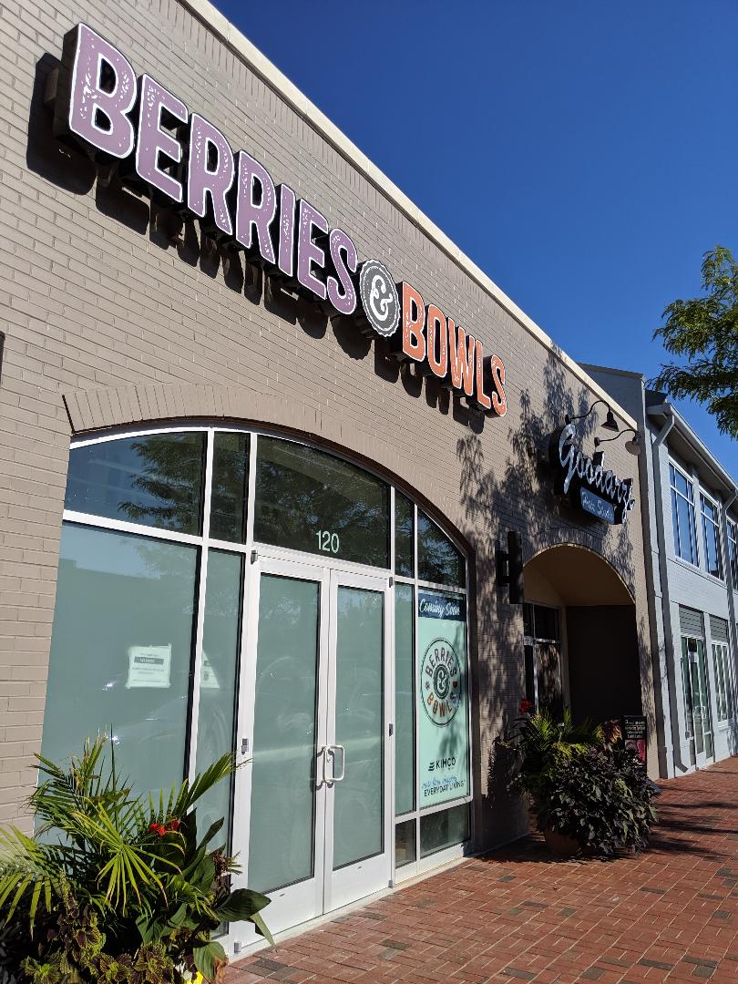 Sam Eig Signage up at Cinepolis and Berries & Bowls + new Kentlands