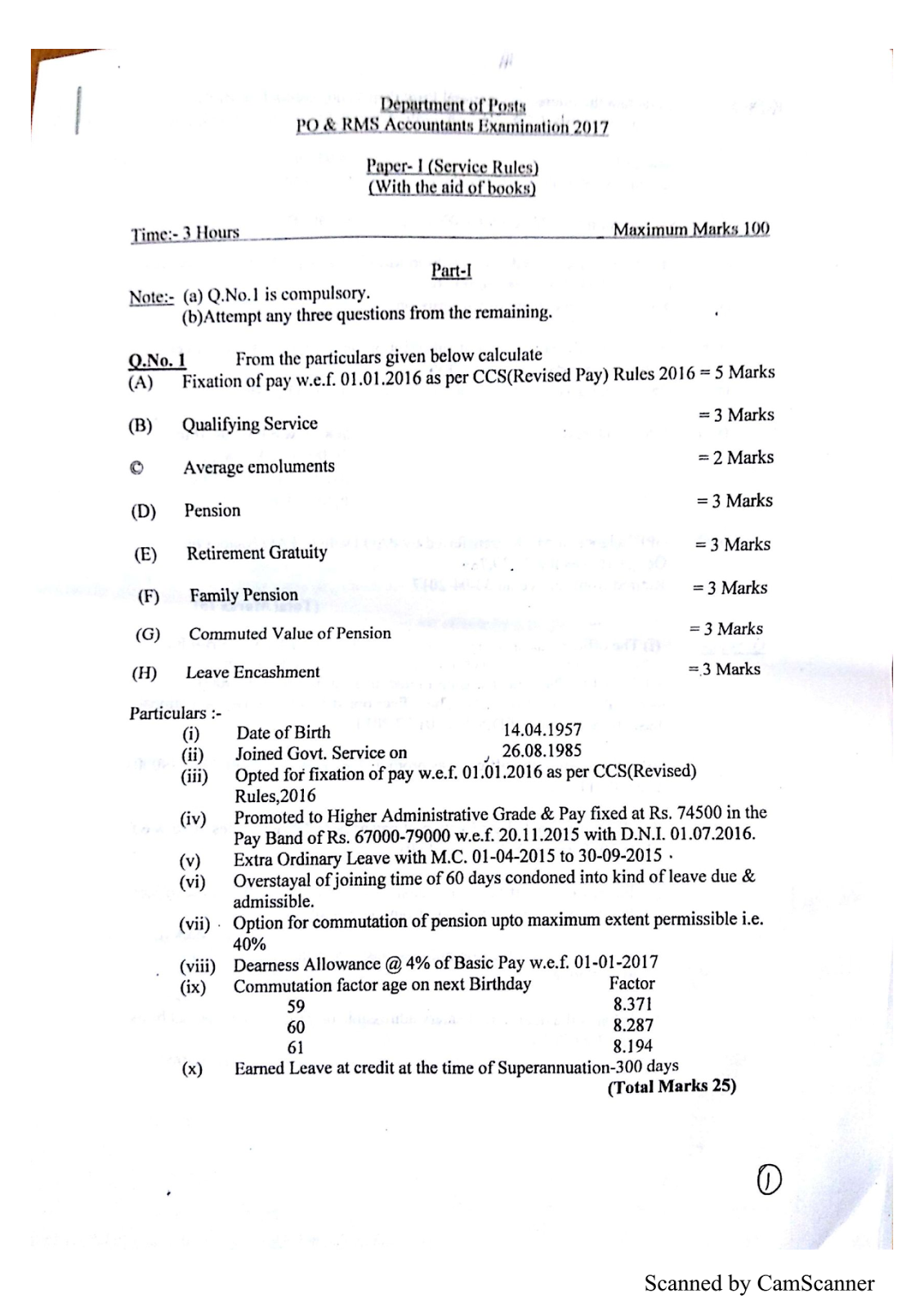 Accountant Examination paper I 2017 UP Circle