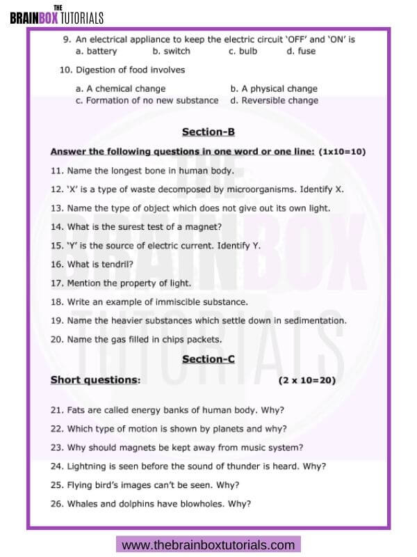 class 6 science assignment solution 4th week