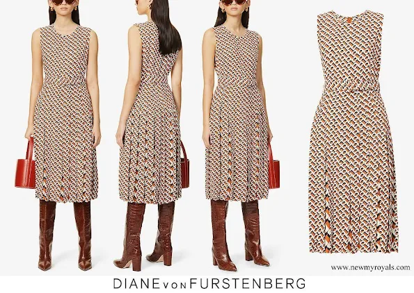 The Countess of Wessex wore DIANE VON FURSTENBERG Liliana scoop-neck graphic print woven maxi dress