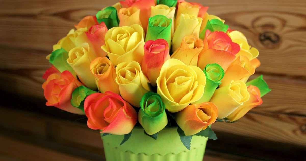 Wooden Roses From Camelot Yellow Red And Green A Citrus Bouquet Of
