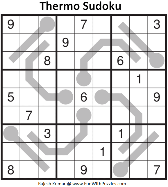 Thermo Sudoku Puzzle (Daily Sudoku League 213)