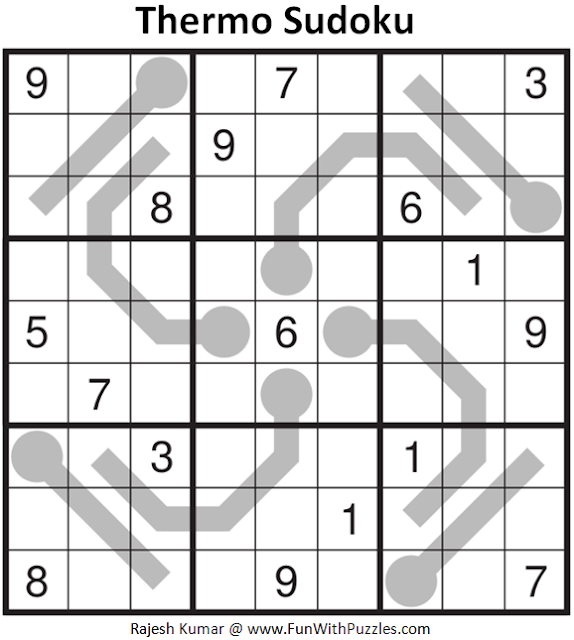 Thermo Sudoku Puzzle (Daily Sudoku League #213)