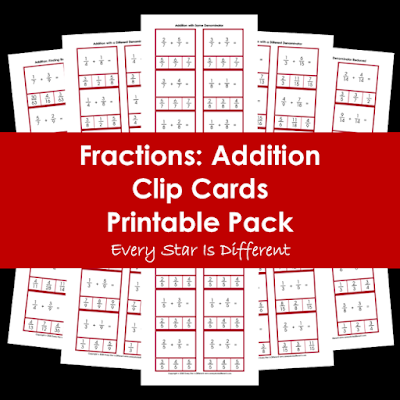 Fractions: Addition Clip Cards Printable Pack