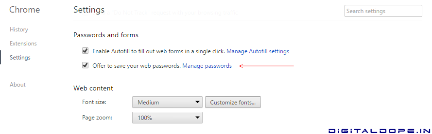 View saved passwords in Chrome browser