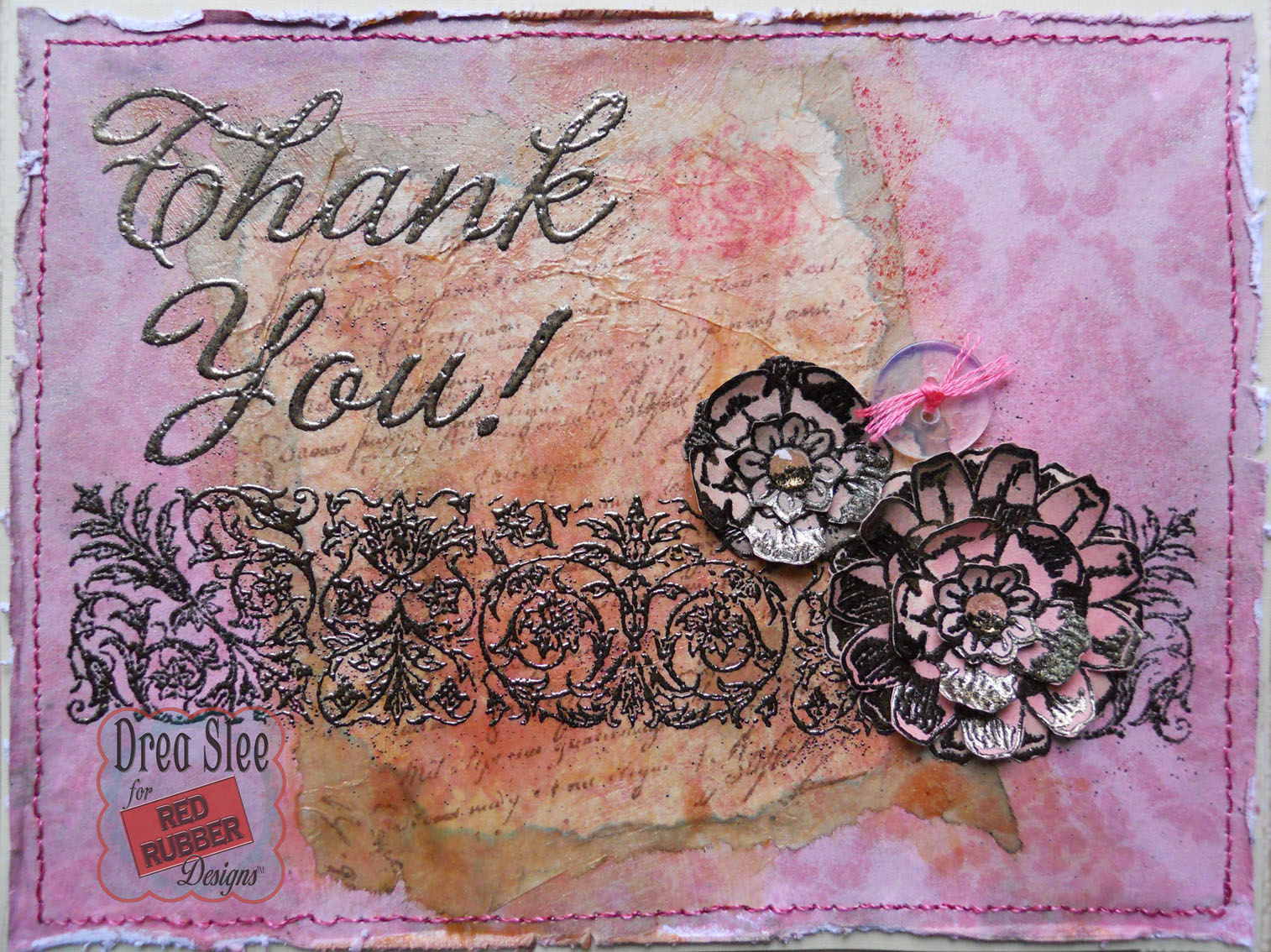 Red Rubber Inspirations Victorian Thank You Card
