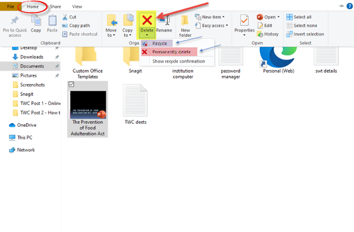 How to delete Files and Folders in Windows 10