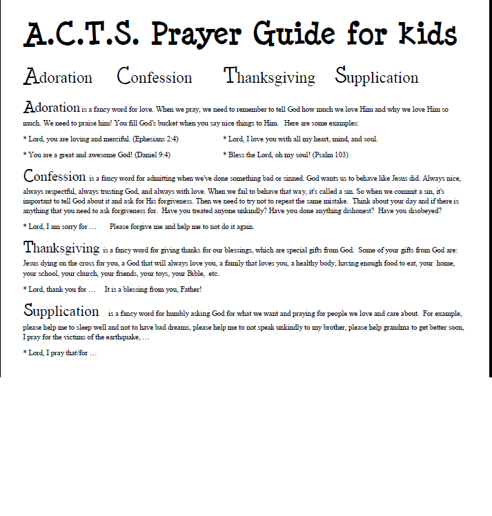 Home with Lindsay: A.C.T.S. Prayer Guide for Kids