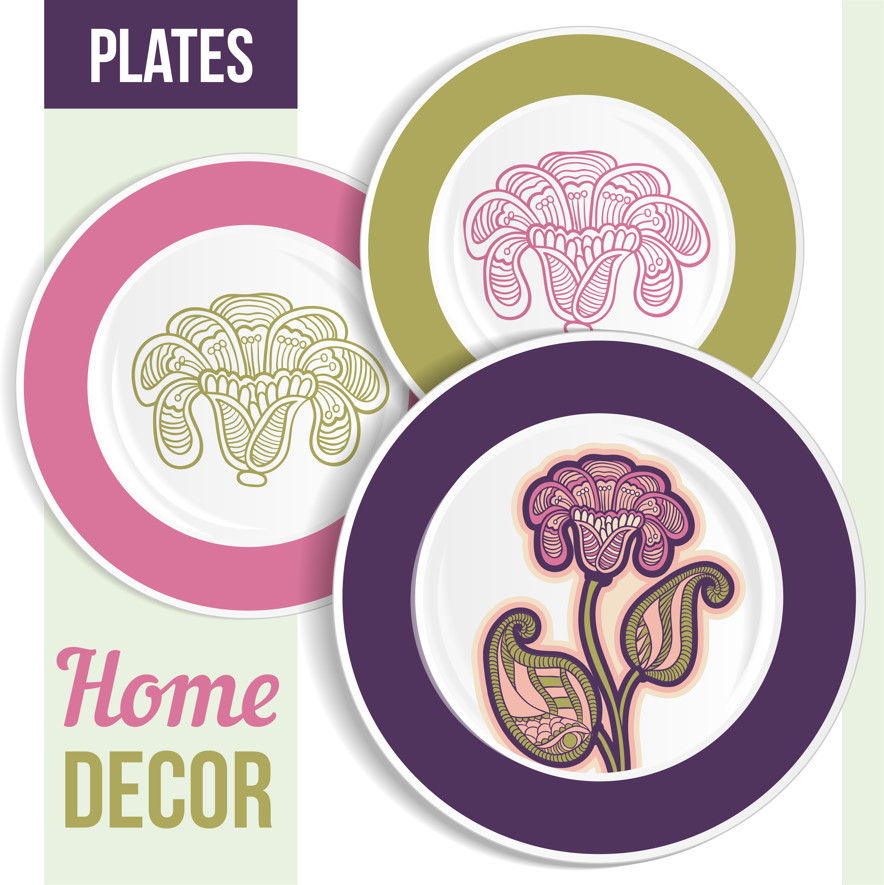 Download designs for printing on Chinese and plastic dishes in Photoshop and Vector formats, EPS & PSD