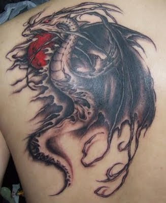 dragon tattoo and heart tattoo