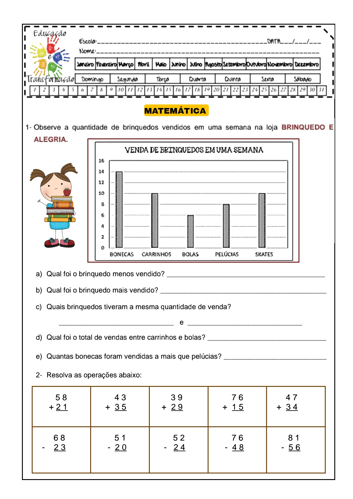 👍matemática 2°ano Atividade De Matemática Para Trabalhar No 2°ano Do De6