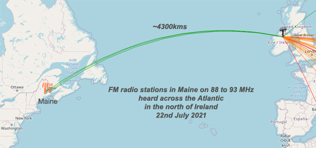 Ei7gl A Diary Of Amateur Radio Activity Fm Radio Stations In Maine Heard Across The Atlantic In The North Of Ireland 22nd July 2021