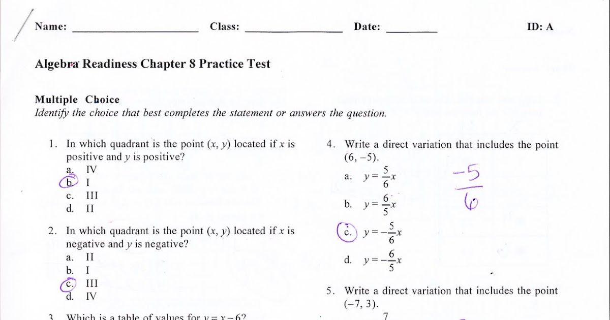 Ms. Jean's Algebra Readiness Blog: Chapter 8 practice test answers