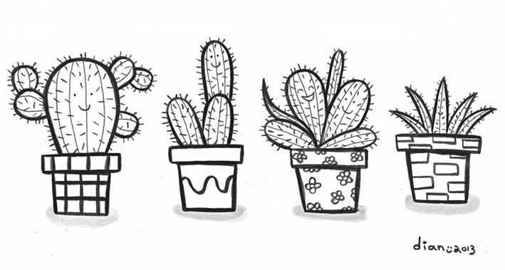 gambar mewarnai bunga kaktus di pot