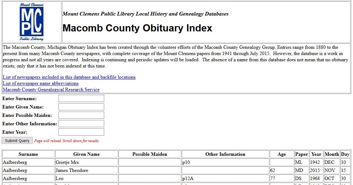 MCGG and Let's Talk...Genealogy County Obituary Index Updated!