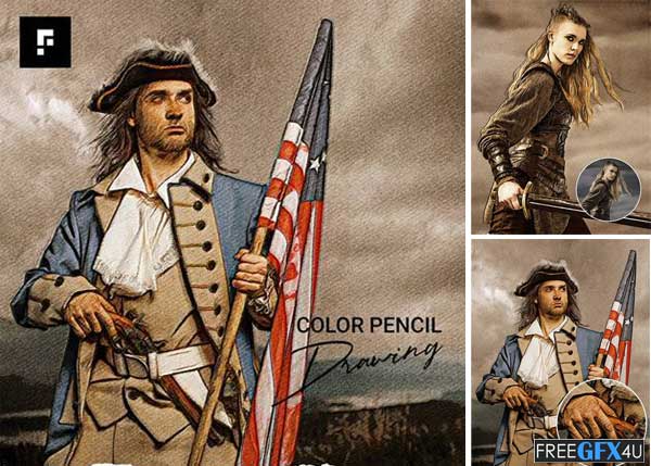 Graphicriver - Color Pencil Drawing Photoshop Action Color Pencil Drawing Photoshop Action
