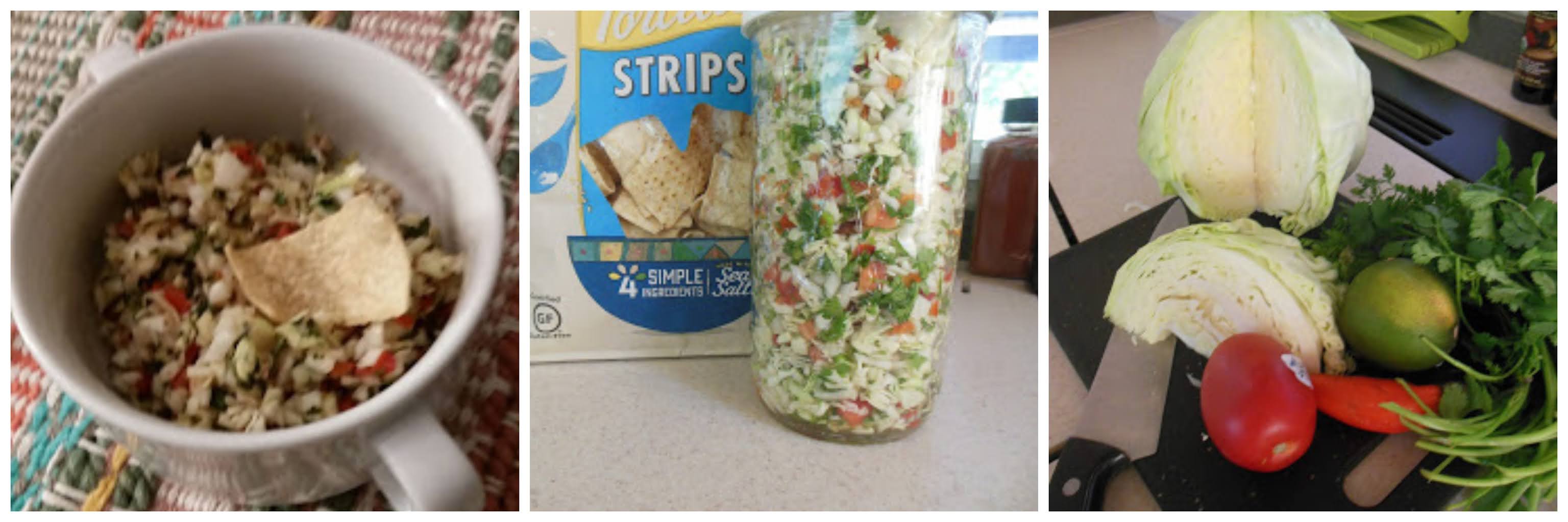 Cabbage Salsa, crunchy delicious and perfect with tortilla chips