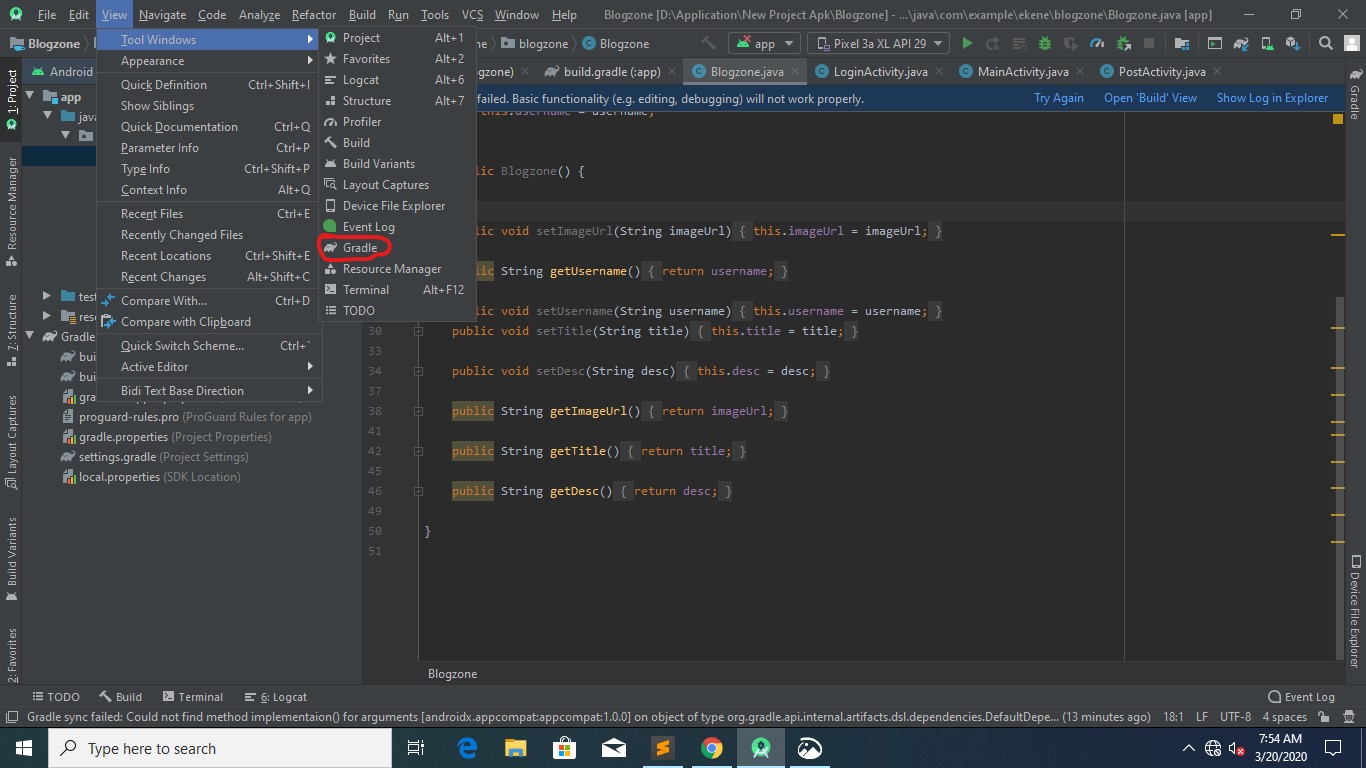 android studio gradle menu android studio gradle menu