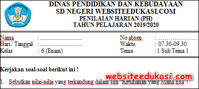 Soal Ph Uh Kelas 6 Tema 1 Subtema 1 K13 Terbaru Websiteedukasi Com