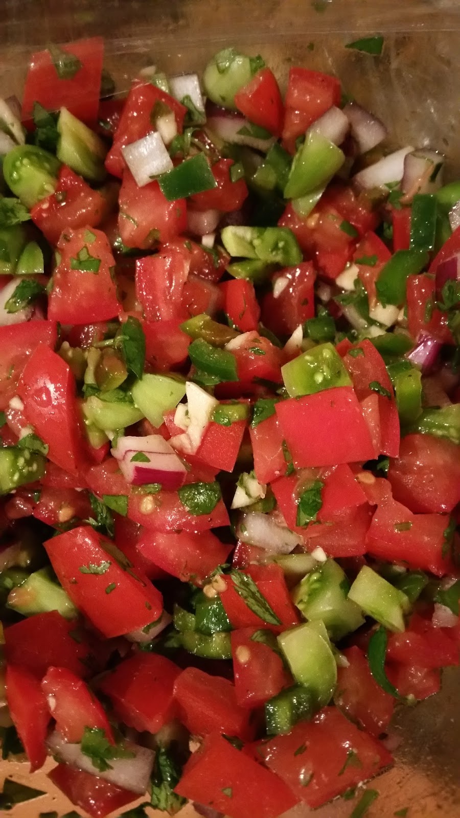 Winged Musings Tomato and Tomatillo Salsa