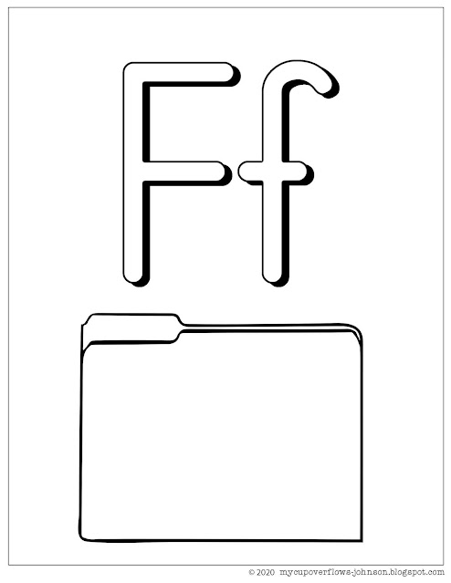 F is for file folder coloring page