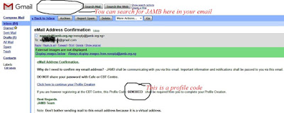 Check for JAMB Profile code in Your Email Inbox/Spam