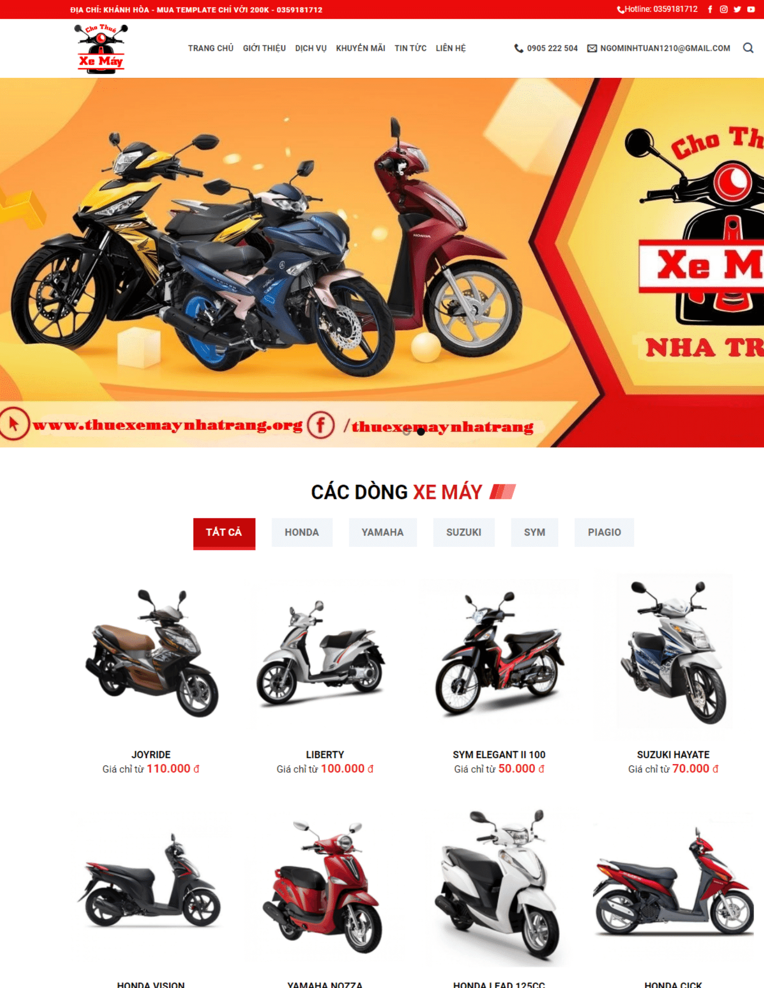 Theme blogspot dịch vụ cho thuê xe máy (VSM45)