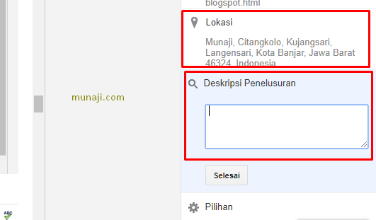 Menambah Lokasi dan Deskripsi pada artikel